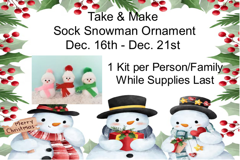 Take & Make Sock Snowman Ornament